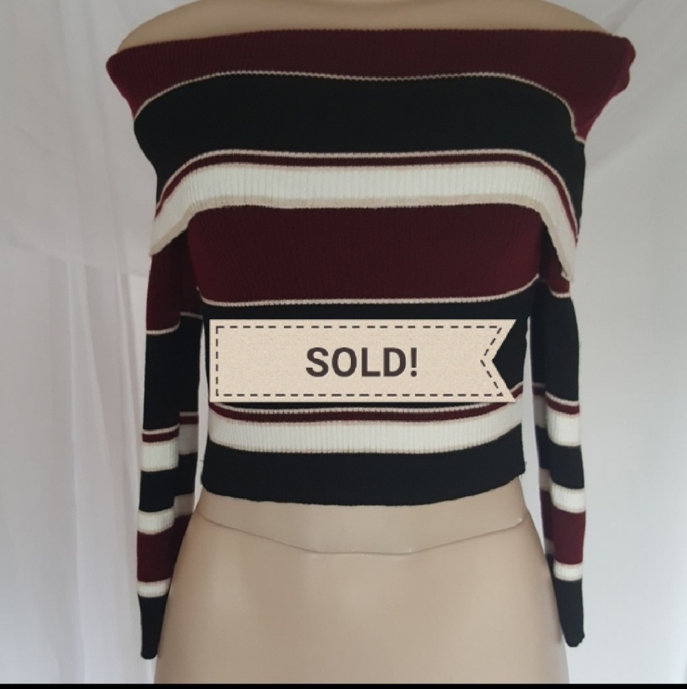 NWT PAPAYA OFF THE SHOULDER STRIPED TOP